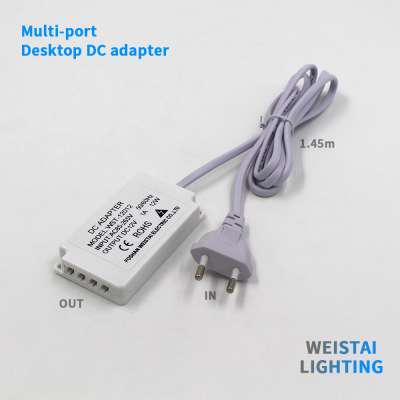 Ultrathin multi-port AC/DC adapters output 12V for 12W cabinet LED lights