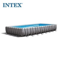 INTEX 26374 Ultra Steel Frame Swim Pool Outdoor Rectangular Swimming Pool